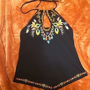 Black with floral pattern